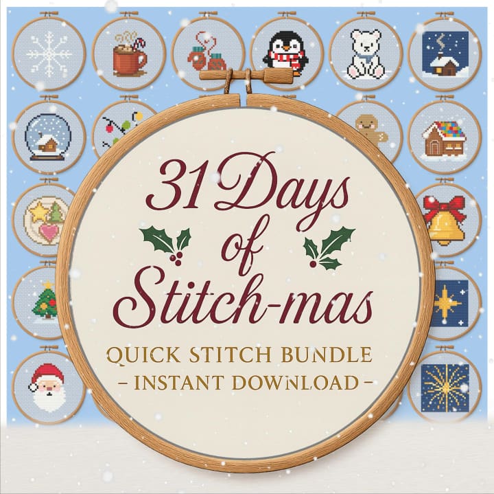 31 Days of Stitchmas: Mini Christmas cross-stitch pattern preview
