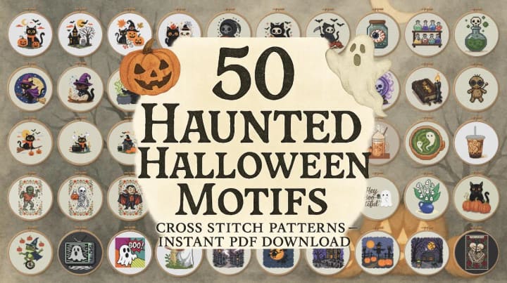 50 Haunted Halloween Motifs cross-stitch pattern preview