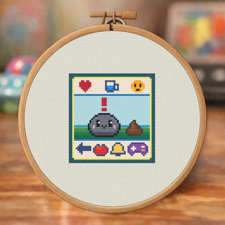 90s Pocket Pet – Retro Digital Pet cross-stitch pattern preview