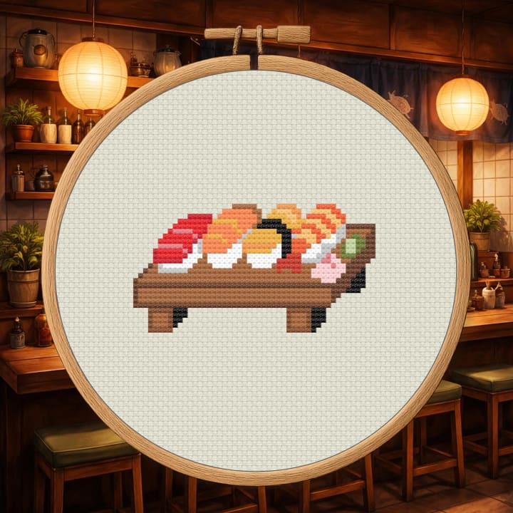 After-Hours Nigiri – Sushi cross-stitch pattern preview