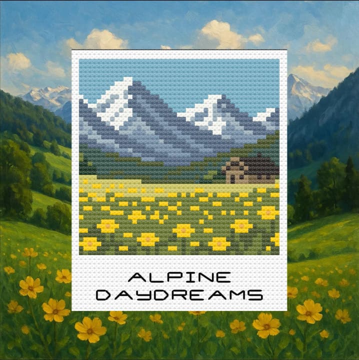 Alpine Daydreams – Austrian Alps – Travel Snapshot Landscape Series cross-stitch pattern preview