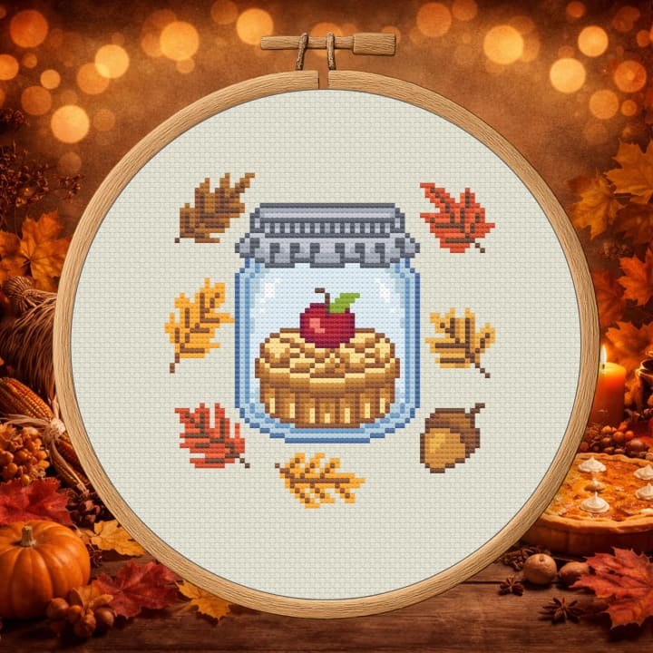 Apple Pie Mason Jar – Fall cross-stitch pattern preview