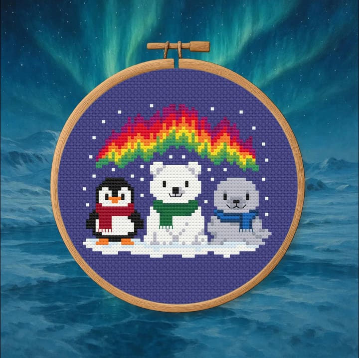Arctic Night – Winter cross-stitch pattern preview
