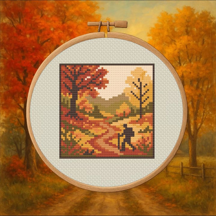 Autumn Wanderer – Fall Stamp cross-stitch pattern preview