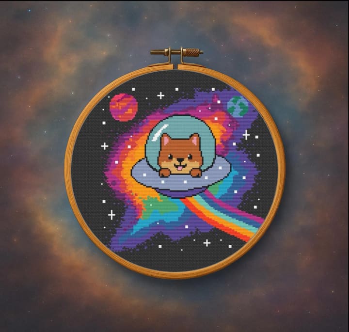 Barkside of the Moon – Space cross-stitch pattern preview