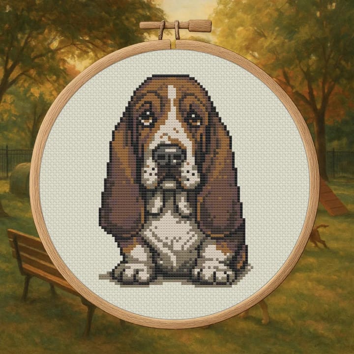 Basset Hound – Realistic Dog cross-stitch pattern preview