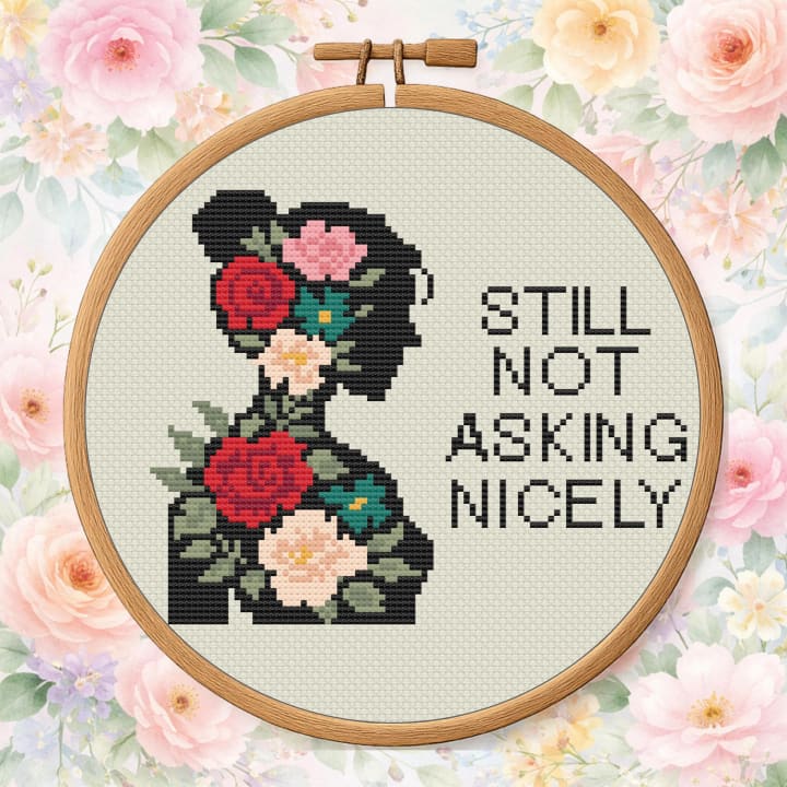 Boundaries in Bloom – Sassy Floral Quote cross-stitch pattern preview