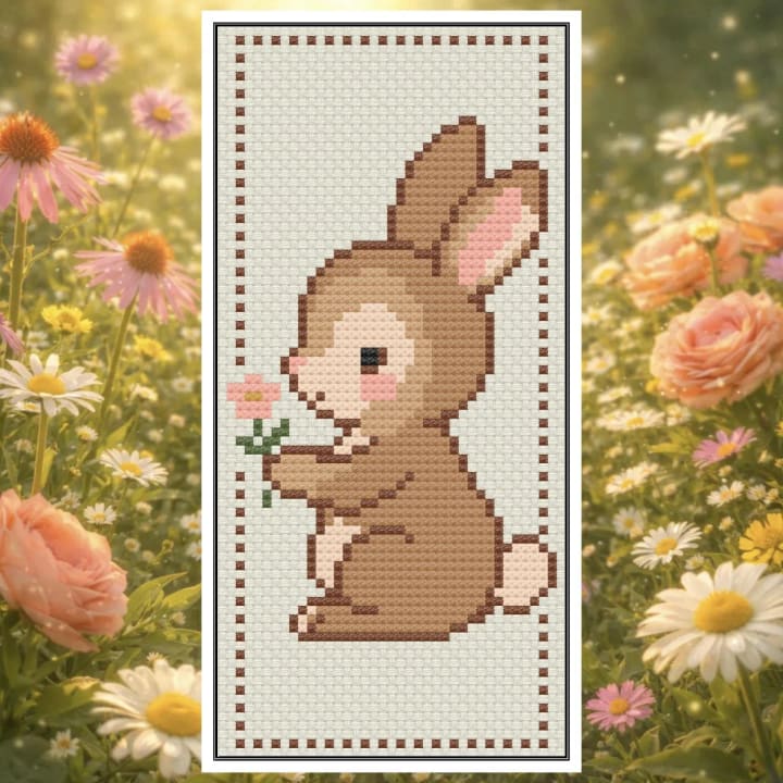 Bunny Bookmark – Cute Rabbit Bookmark cross-stitch pattern preview