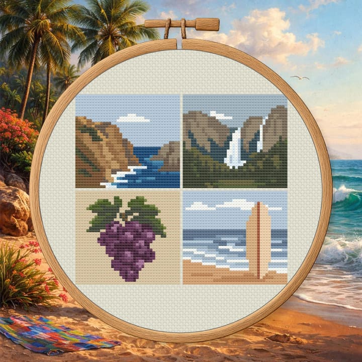 California Sampler – Coastal & Mountain cross-stitch pattern preview