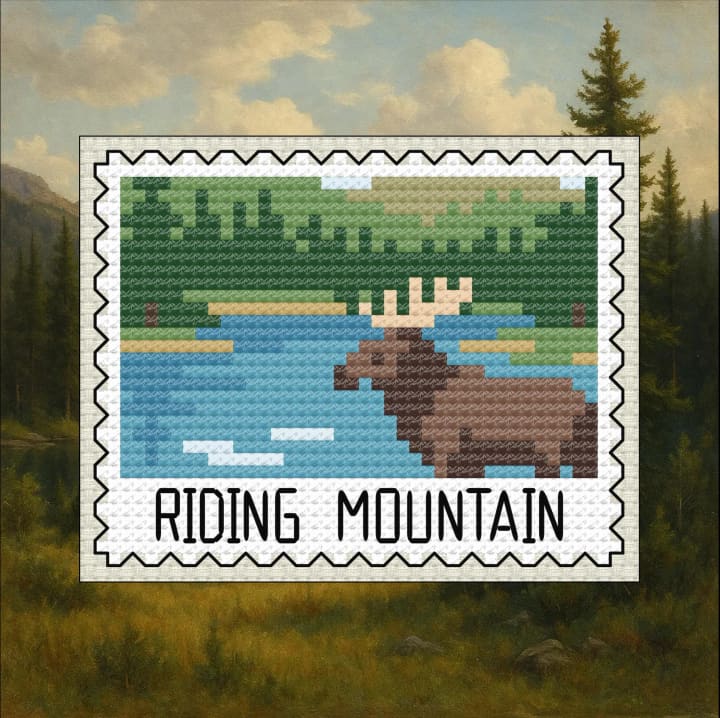 Canada Stamps – Manitoba (Riding Mountain) cross-stitch pattern preview