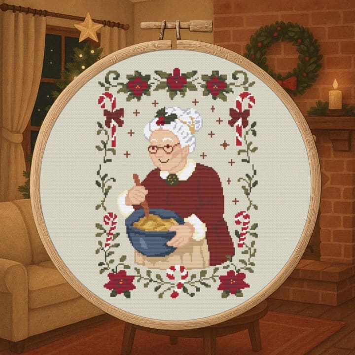 Christmas Mrs. Claus – Holiday cross-stitch pattern preview