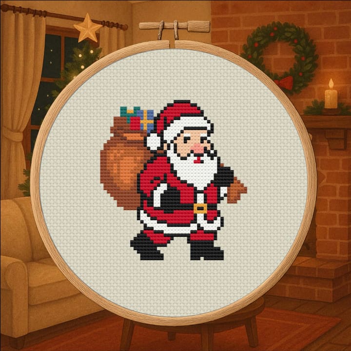 Christmas Santa – Holiday Santa cross-stitch pattern preview