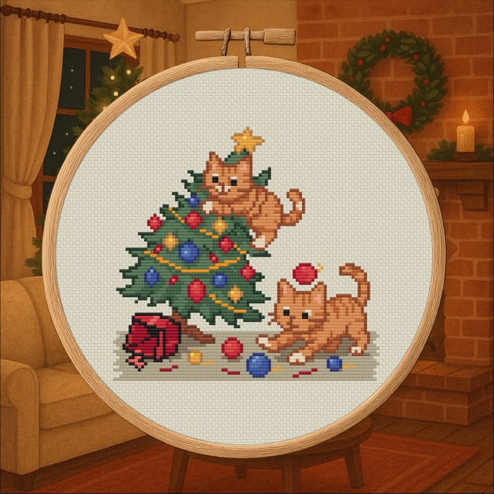 Christmas Tree Chaos – Chaotic Holiday cross-stitch pattern preview