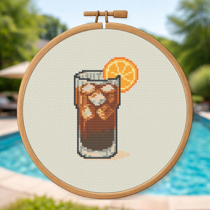 Citrus Iced Tea Glass – Refreshing Iced Drink cross-stitch pattern preview