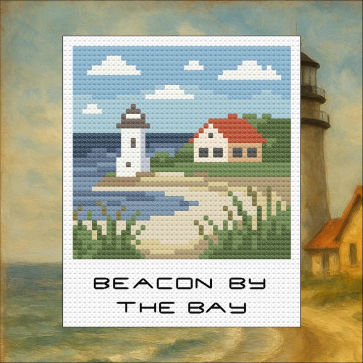 Coastal Lighthouse: Travel Snapshot cross-stitch pattern preview