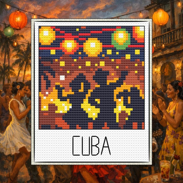 Cuba Travel Snapshot cross-stitch pattern preview
