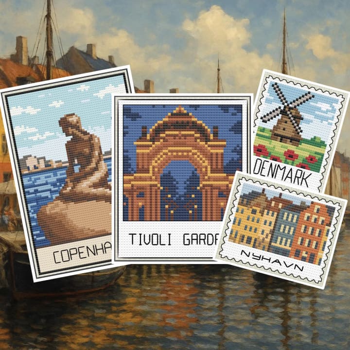 Denmark Travel Bundle – Copenhagen cross-stitch pattern preview