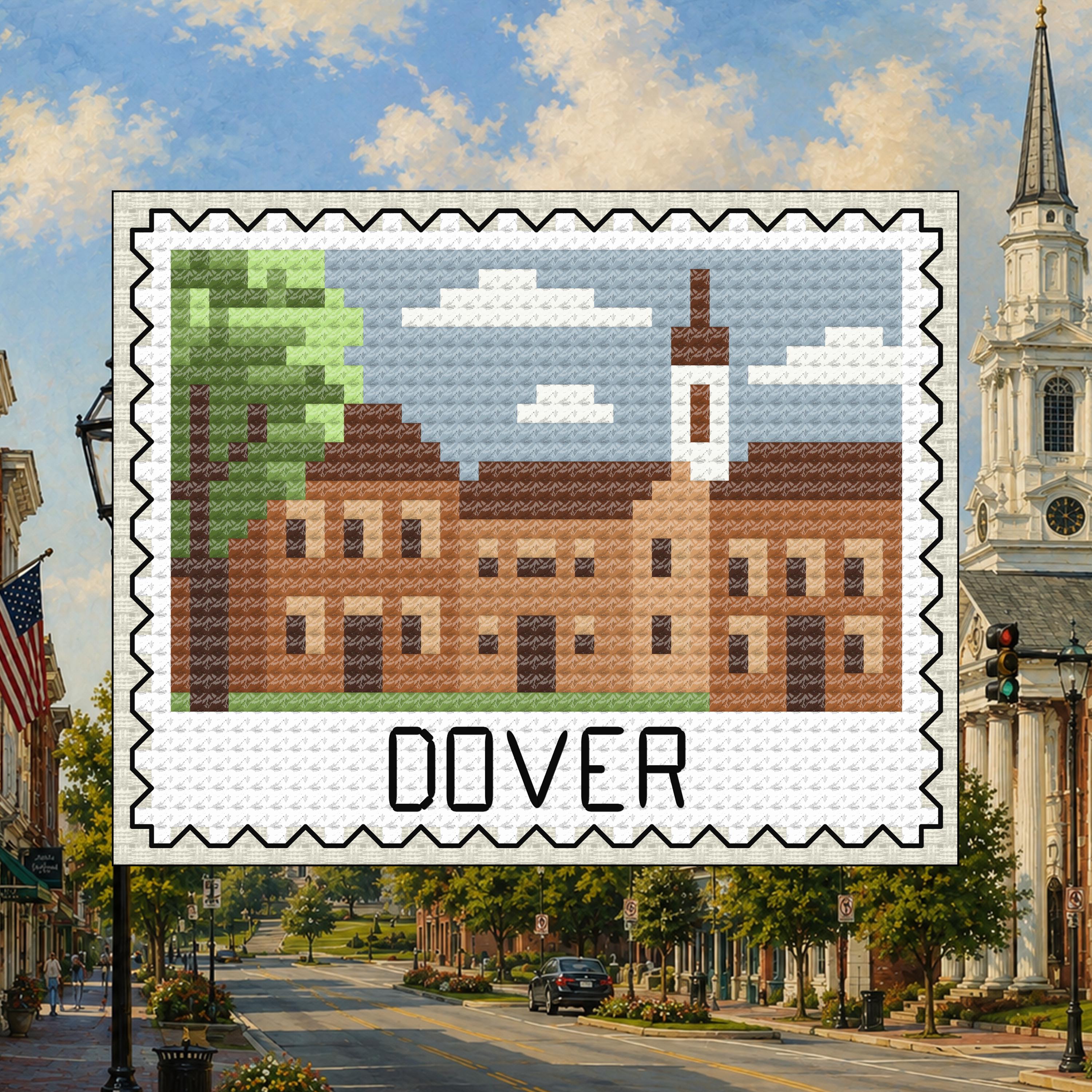 Dover Delaware Stamp cross-stitch pattern preview