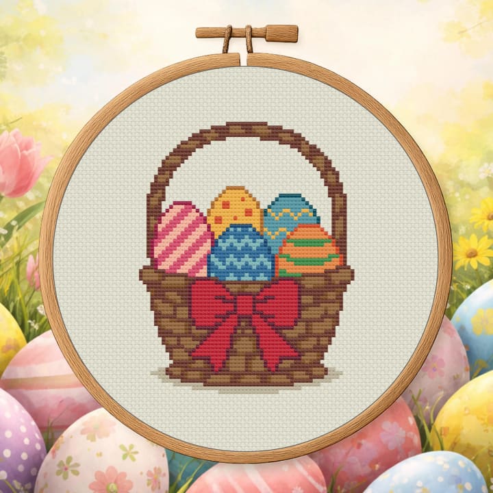 Easter Morning Egg Basket – Easter Basket cross-stitch pattern preview