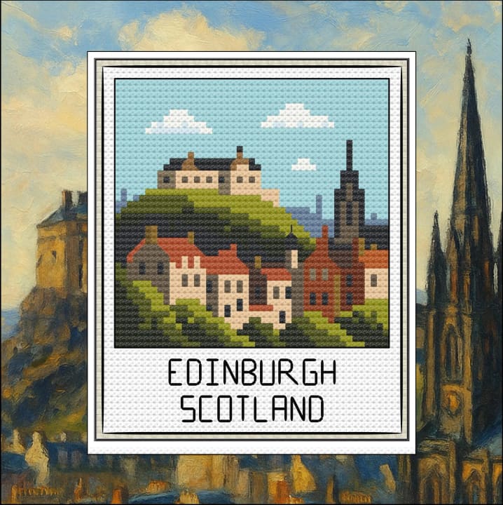 Edinburgh Castle: Travel Snapshot - Scotland Skyline cross-stitch pattern preview