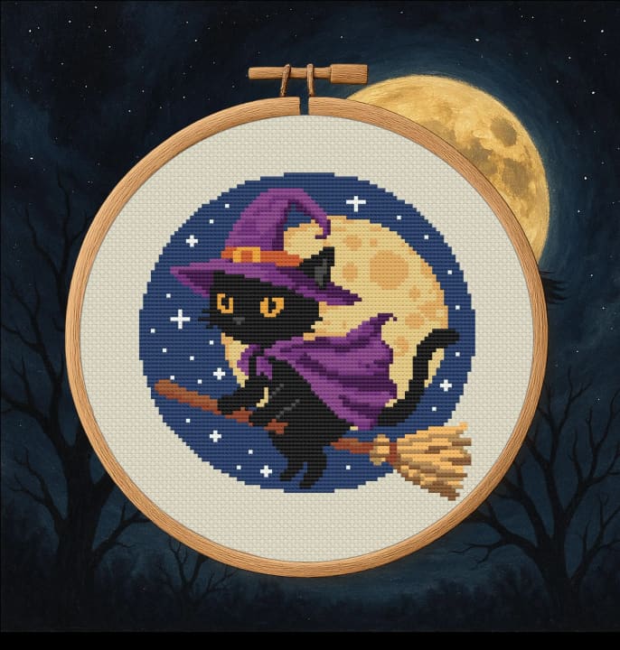 Enchanted Flight – Halloween cross-stitch pattern preview