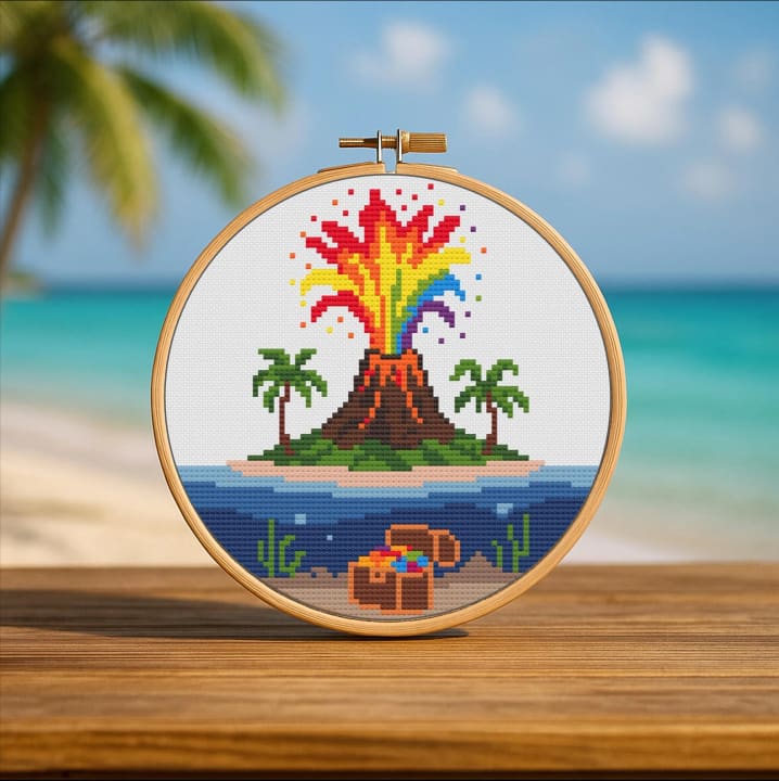 Eruption of Pride – Volcano – Pride cross-stitch pattern preview