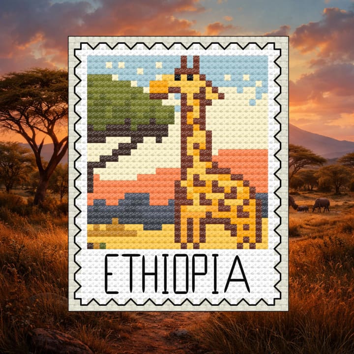 Ethiopia (Giraffe) Postage Stamp - Africa cross-stitch pattern preview