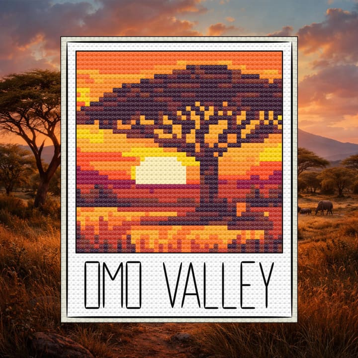 Ethiopia (Omo Valley) Travel Snapshot cross-stitch pattern preview