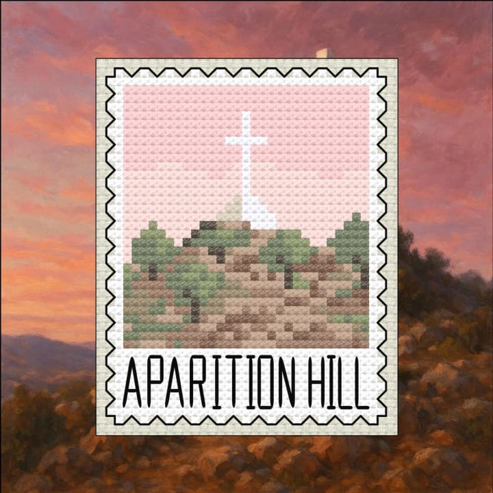 Europe Stamps – Medjugorje (Apparition Hill) cross-stitch pattern preview