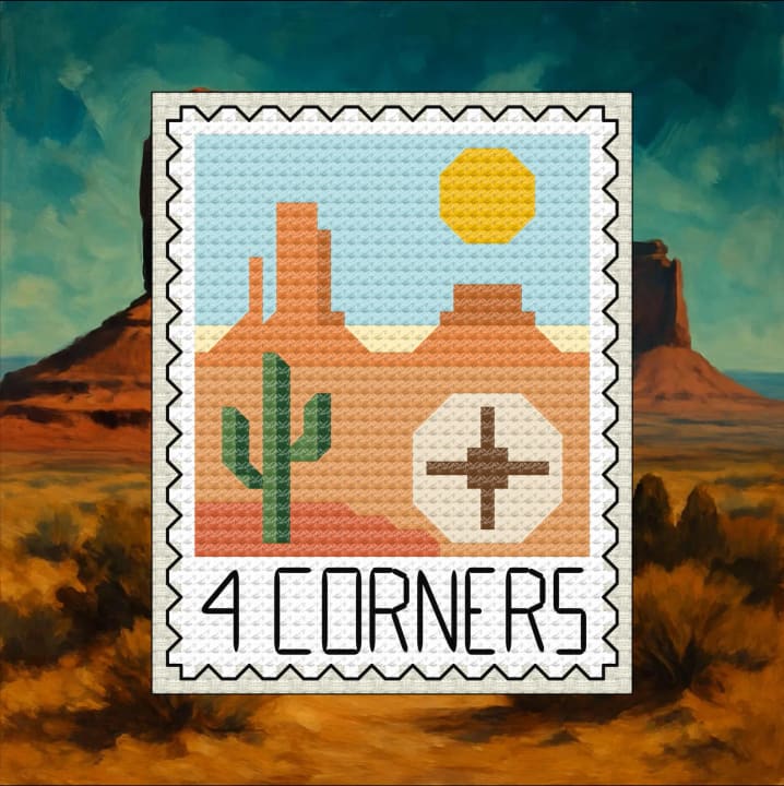 Four Corners: Southwest Desert Landscape cross-stitch pattern preview