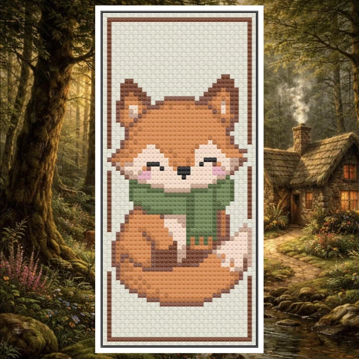 Fox Bookmark – Woodland Fox Bookmark cross-stitch pattern preview