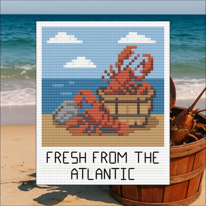 Fresh From The Atlantic – Lobster – Travel Snapshot Landscape Series cross-stitch pattern preview