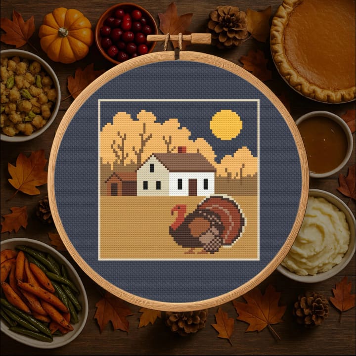 Gobble Gobble! – Thanksgiving cross-stitch pattern preview