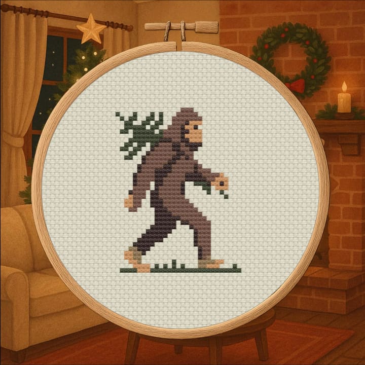 Gothmas Bigfoot – Funny Holiday cross-stitch pattern preview