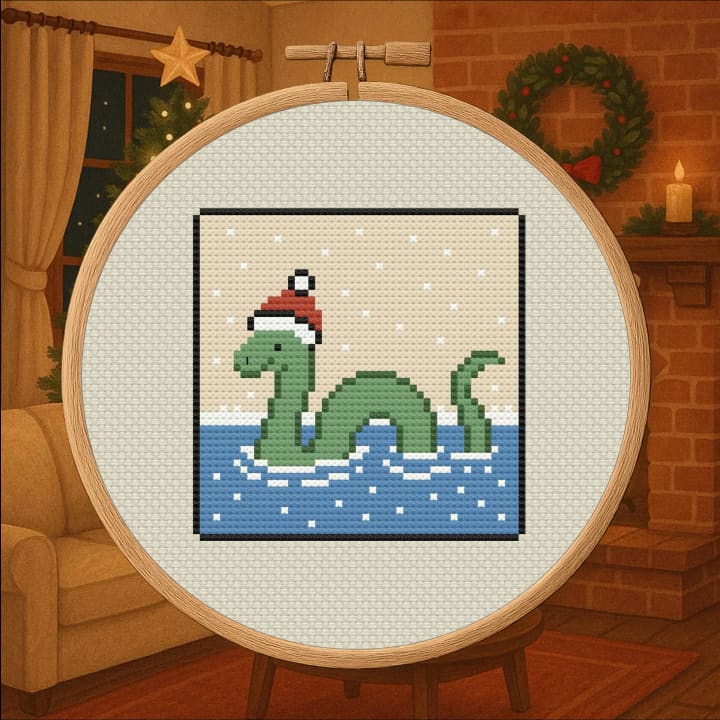 Gothmas Loch Ness Monster – Funny Holiday cross-stitch pattern preview