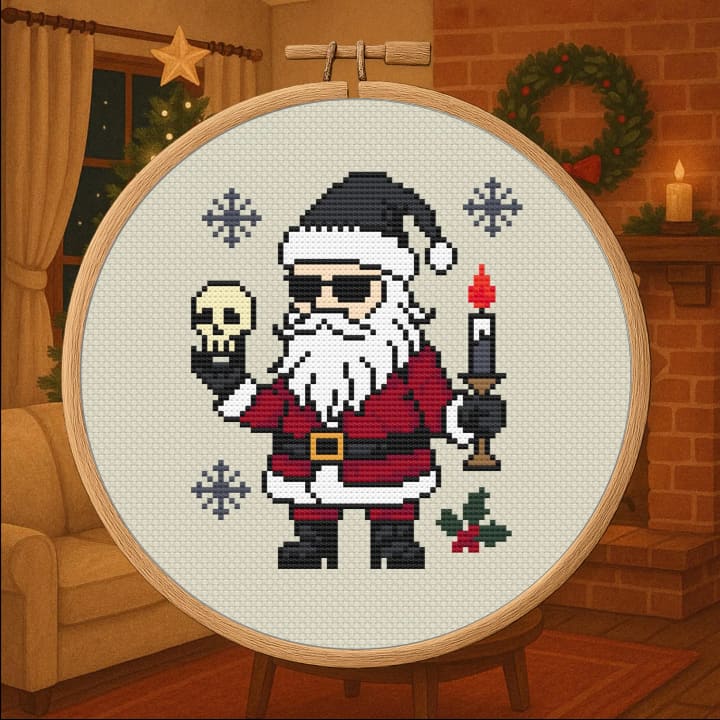 Gothmas Santa – Gothic Santa cross-stitch pattern preview