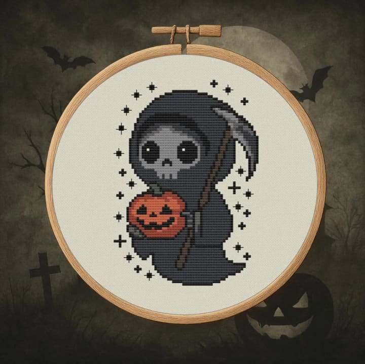 Grim Reaper – Halloween cross-stitch pattern preview