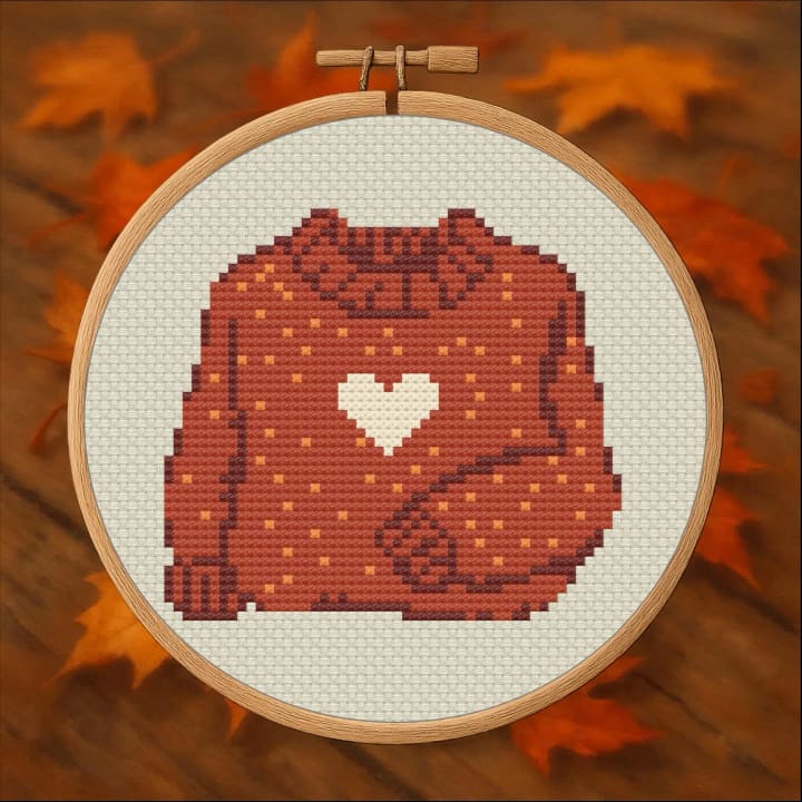Handmade Warmth – Cozy Fall Sweater Cross Stitch cross-stitch pattern preview
