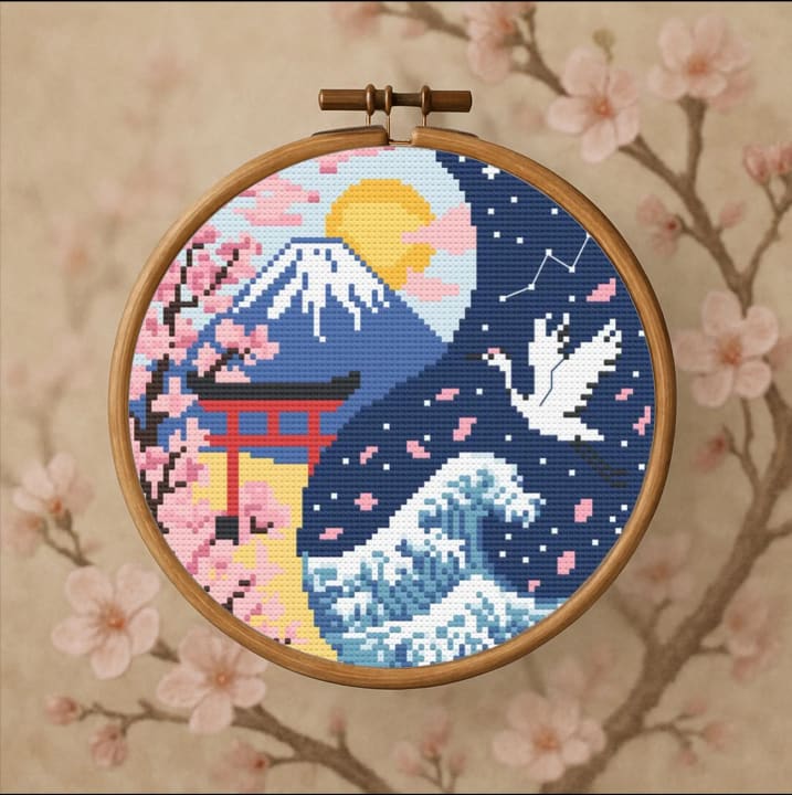 Harmony in the Hoop – Japan cross-stitch pattern preview