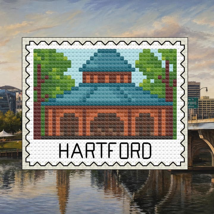 Hartford Stamp - Connecticut Capitol cross-stitch pattern preview