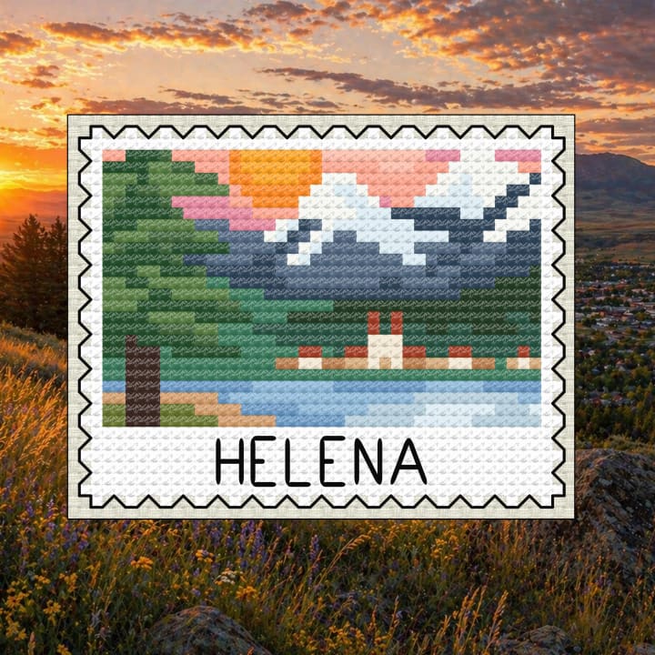 Helena Stamp - Montana Mountain City cross-stitch pattern preview