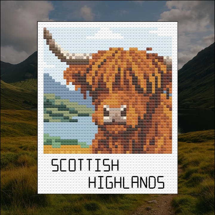 Highland Snapshots – Scottish Highlands – Travel Snapshot Landscape Series cross-stitch pattern preview