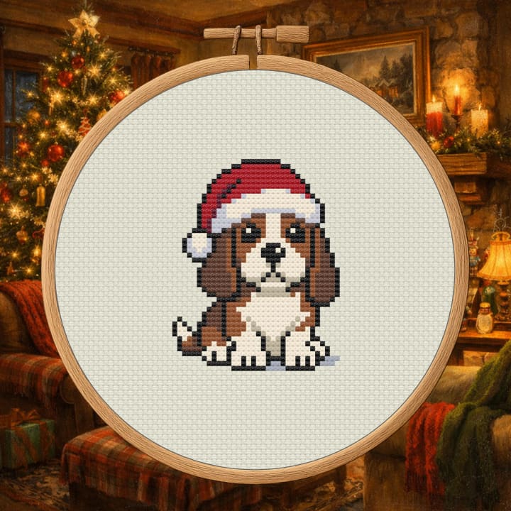 Ho Ho Hound – Christmas Dog cross-stitch pattern preview
