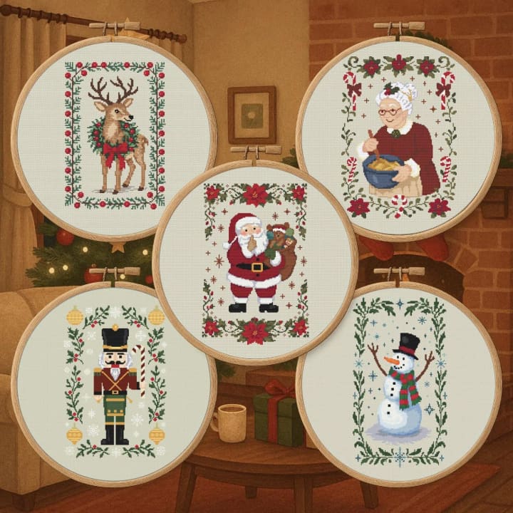 Holidays – Santa, Snowman, Nutcracker cross-stitch pattern preview