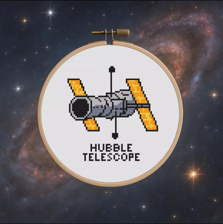 Hubble in Stitches – Hubble Telescope – Science cross-stitch pattern preview