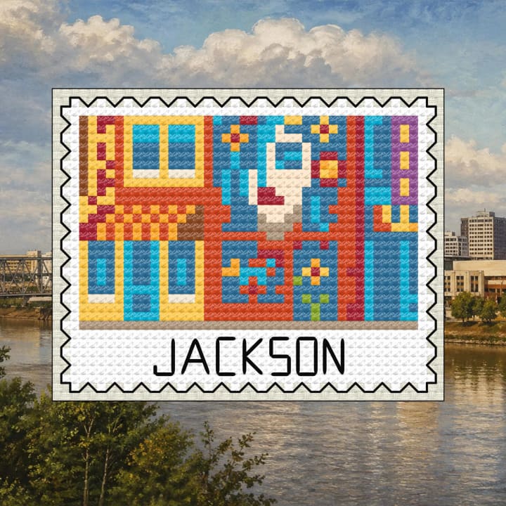 Jackson Stamp - Mississippi Capitol City cross-stitch pattern preview