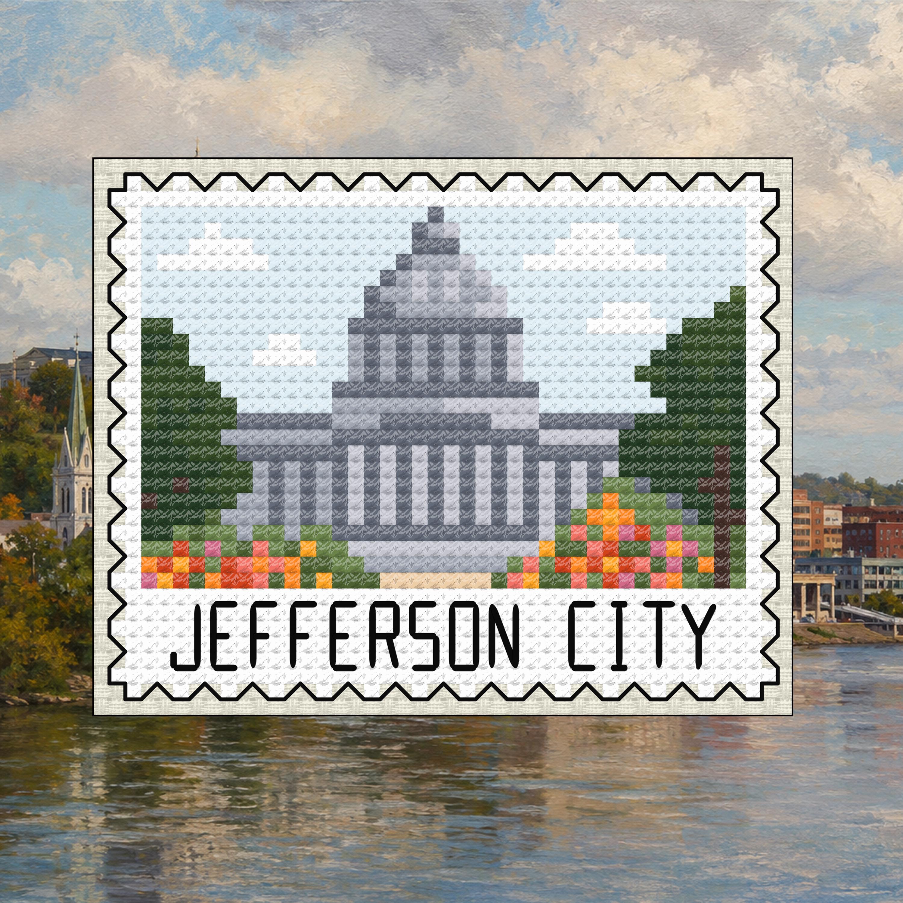 Jefferson City Missouri Stamp cross-stitch pattern preview