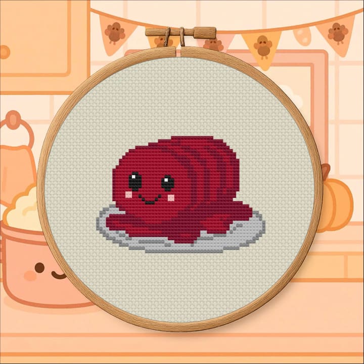 Kawaii Food – Cranberry Sauce cross-stitch pattern preview