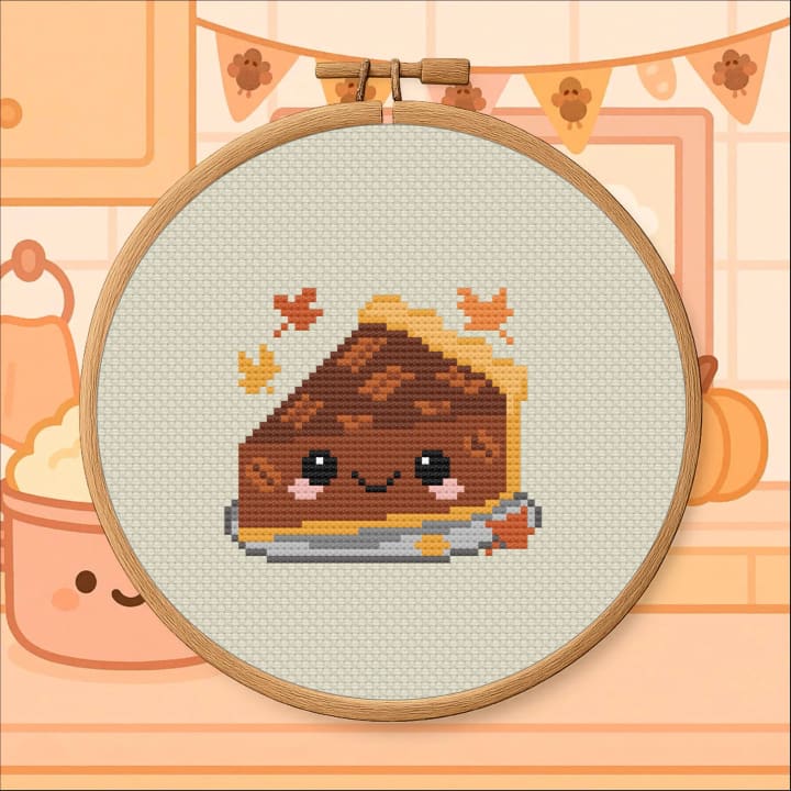 Kawaii Food – Pecan Pie cross-stitch pattern preview
