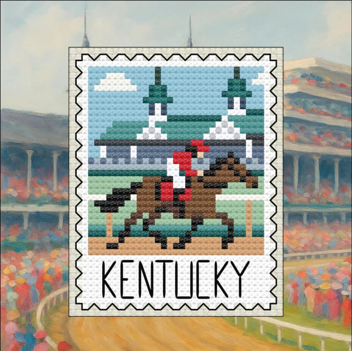 Kentucky Derby: Racehorse, Roses cross-stitch pattern preview